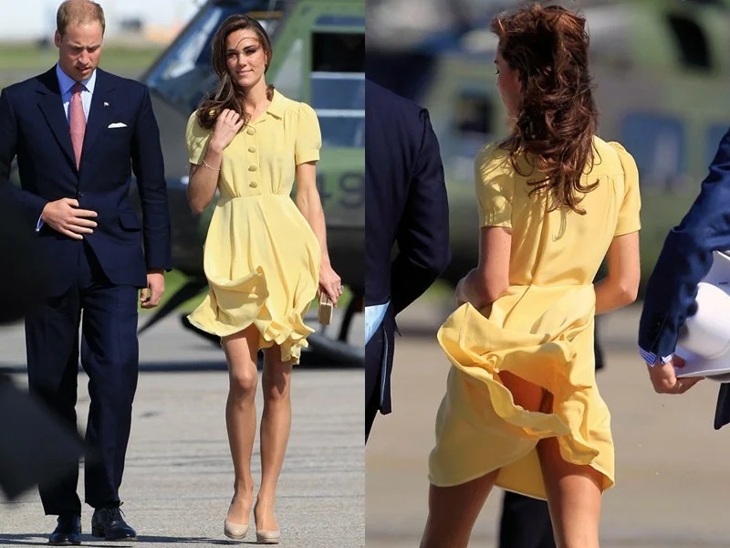 Kate Middleton Yellow Dress Upskirt