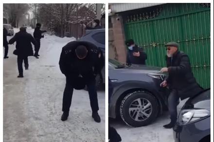 ВИДЕО - Полиция кызматкерлеринин "сазайын колуна карматкан" абышка интернетте чуу жаратты