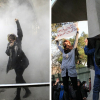 ВИДЕО - Иранда кыз-келиндер хиджабдарын чечип, митингчилер менен бирге полицияга кол салууда