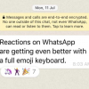 WhatsApp позволит использовать любые эмодзи в качестве реакций на сообщения