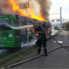 ВИДЕО - В Алматы сгорел маршрутный автобус, никто не пострадал