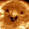 Фото улыбающегося Солнца было опубликовано специалистами NASA