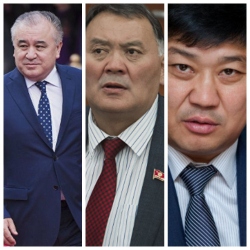 Өмүрбек Текебаев, Камчыбек Жолдошбаев менен Бакыт Төрөбаев кара тоголок нерсени кармап алып...