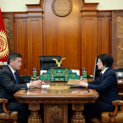 Сооронбай Жээнбеков Кыргызстандын Жогорку сотунун төрайымы Айнаш Токбаева менен жолукту