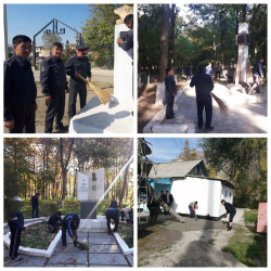 Жалал-Абадда милиция кызматкерлеринин атын алып жүргөн көчө жана мектептерде тазалык иштери жүргүзүлдү 