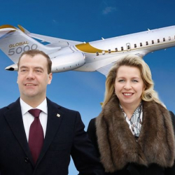 Медведевдин аялы 50 млн долларлык самолет менен эри кайсы жерге учса, артынан кошо учат