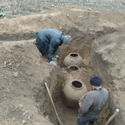 ВИДЕО-Таласта жер казуу учурунда мурунку кылымдарга таандык 4 кумура табылды