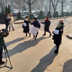 Ак үйдүн алдында референдум долбооруна каршы митинг өтүүдө