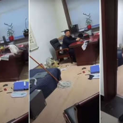 ВИДЕО - Женщина побила начальника шваброй за домогательства