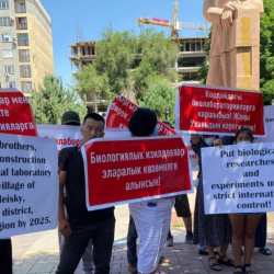 Бишкекте АКШ биолабораториясын курууга каршы митинг өттү
