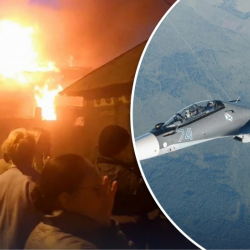 ВИДЕО - Иркутск шаарында аскердик учак эки кабаттуу үйдүн үстүнө кулап түштү. Каза болгондор бар