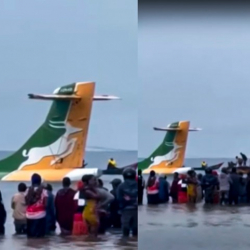 ВИДЕО - Жүргүнчүлөрдү ташыган учак Виктория көлүнө кулап түштү