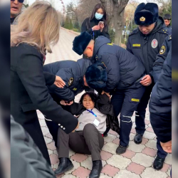 Митинг учурунда Азиза Абдирасулованы милиция кармап кетти