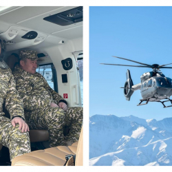 ВИДЕО - Ташиев жаңы тик учак менен облусттарды кыдырат