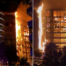 ВИДЕО - Измирдеги көп кабаттуу үйдөн өрт чыгып, адамдар терезеден секиришкен