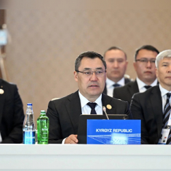 Садыр Жапаров выступил на 17-ом саммите ОЭС в Ханкенди