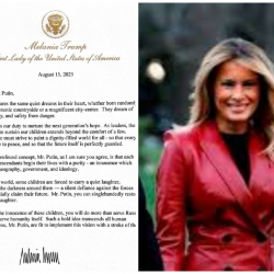 АКШнын биринчи айымы Мелания Трамп Путинге таасирдүү каты соцтармакка жарыяланды