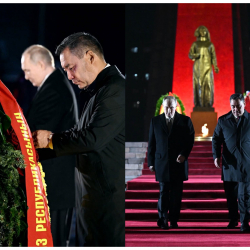 Садыр Жапаров жана Владимир Путин Бишкекте Өчпөс отко гүлчамбар коюшту