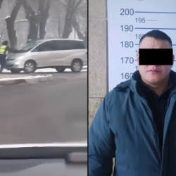 Кайгуулчуну унаанын капотунда сүйрөгөн айдоочу кармалды