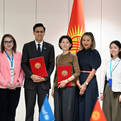 Балдар укугу боюнча ыйгарым укуктуу өкүлү Асель Чынбаева ЮНИСЕФтин Кыргыз Республикасындагы өкүлү Самман Тапа менен жолугушту