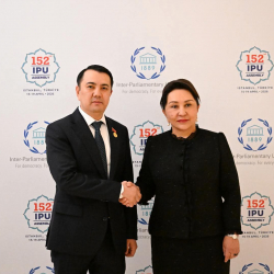 Торага Марлен Маматалиев встретился с Председателем Сената Узбекистана Танзилой Нарбаевой в городе Стамбул