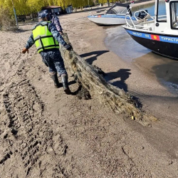 Ысык-Көлдүн түбүнөн 15 800 метр балык уулоочу тор чыгарылды